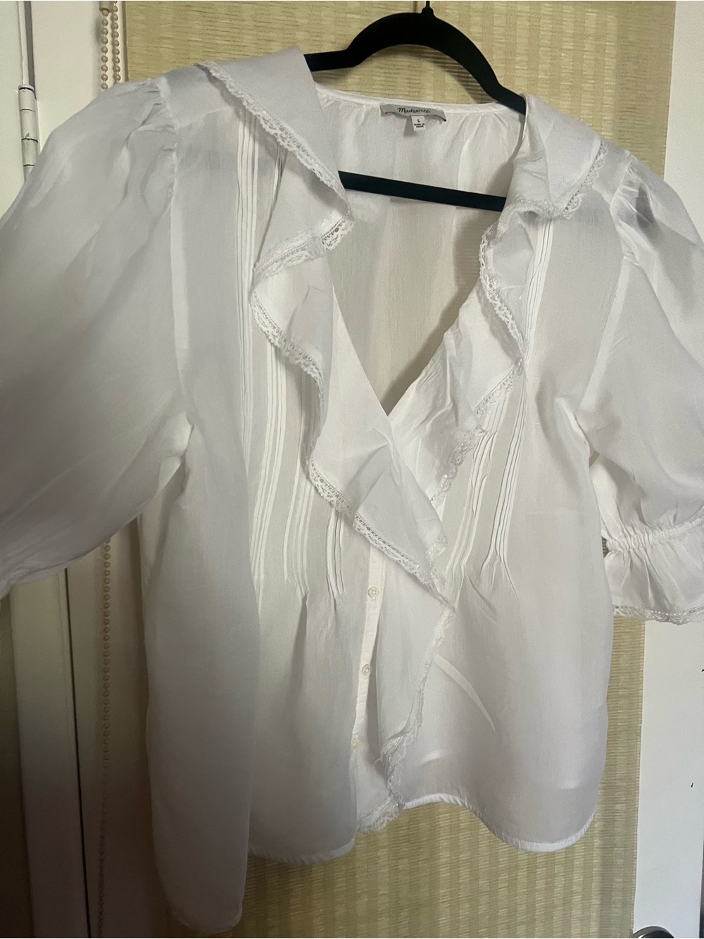 Madewell ruffle puff sleeved top - Picture 6 of 8